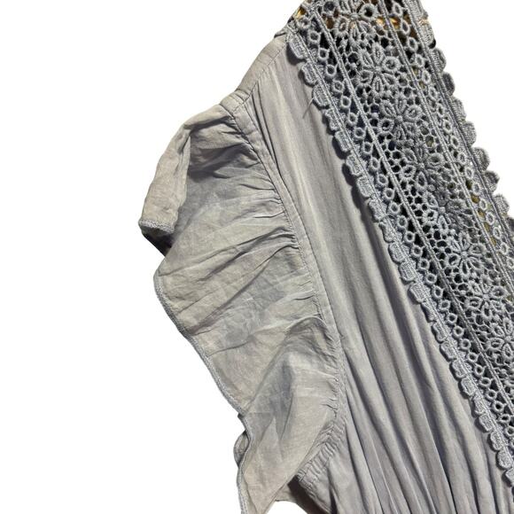 New Raga Ombre Maxi Dress Women's Size S Rare Sample Blues Lace Eyelet Tassels - Picture 3 of 14